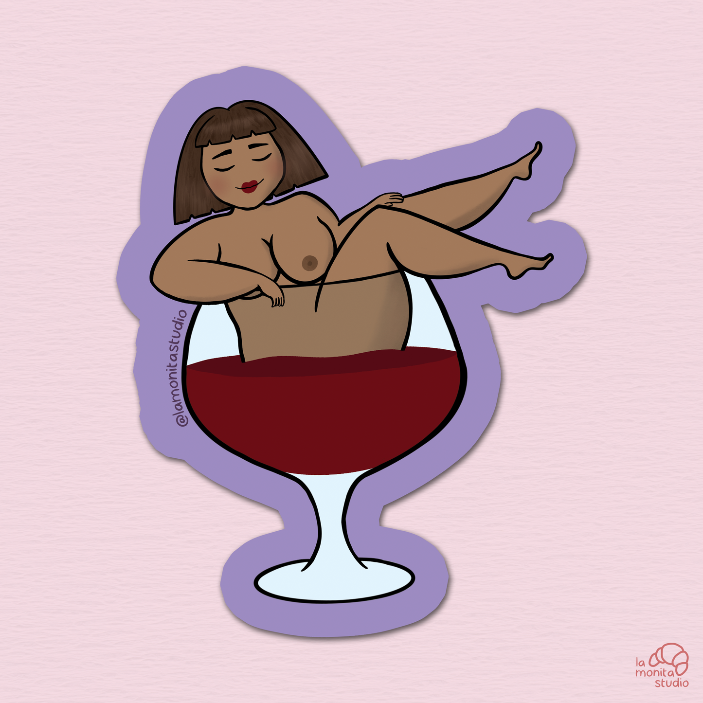 Autocollant n°5 - Clara dans son vin rouge