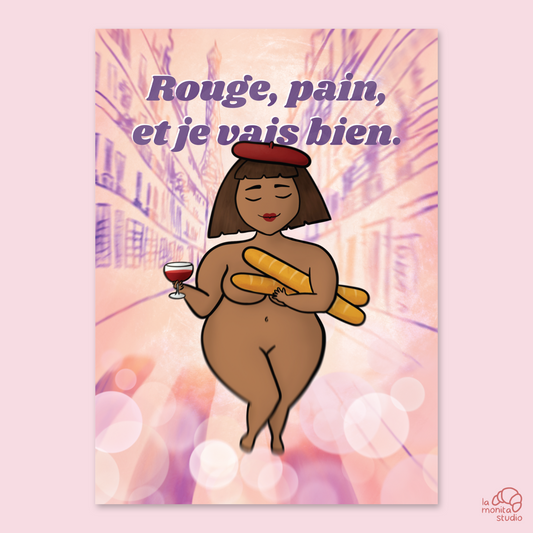 Carte "Rouge, pain, et je vais bien"