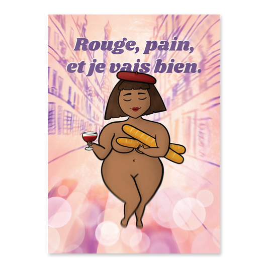 Carte "Rouge, pain, et je vais bien"