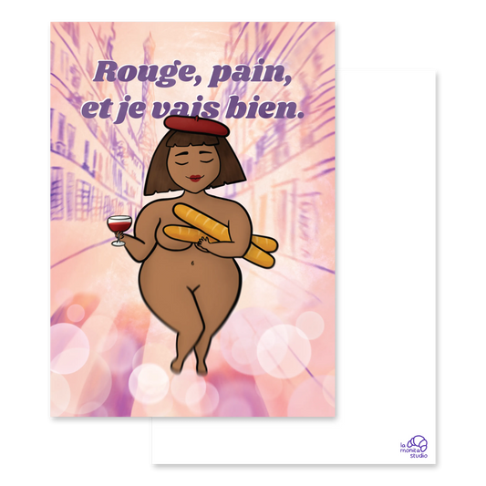 Carte "Rouge, pain, et je vais bien"