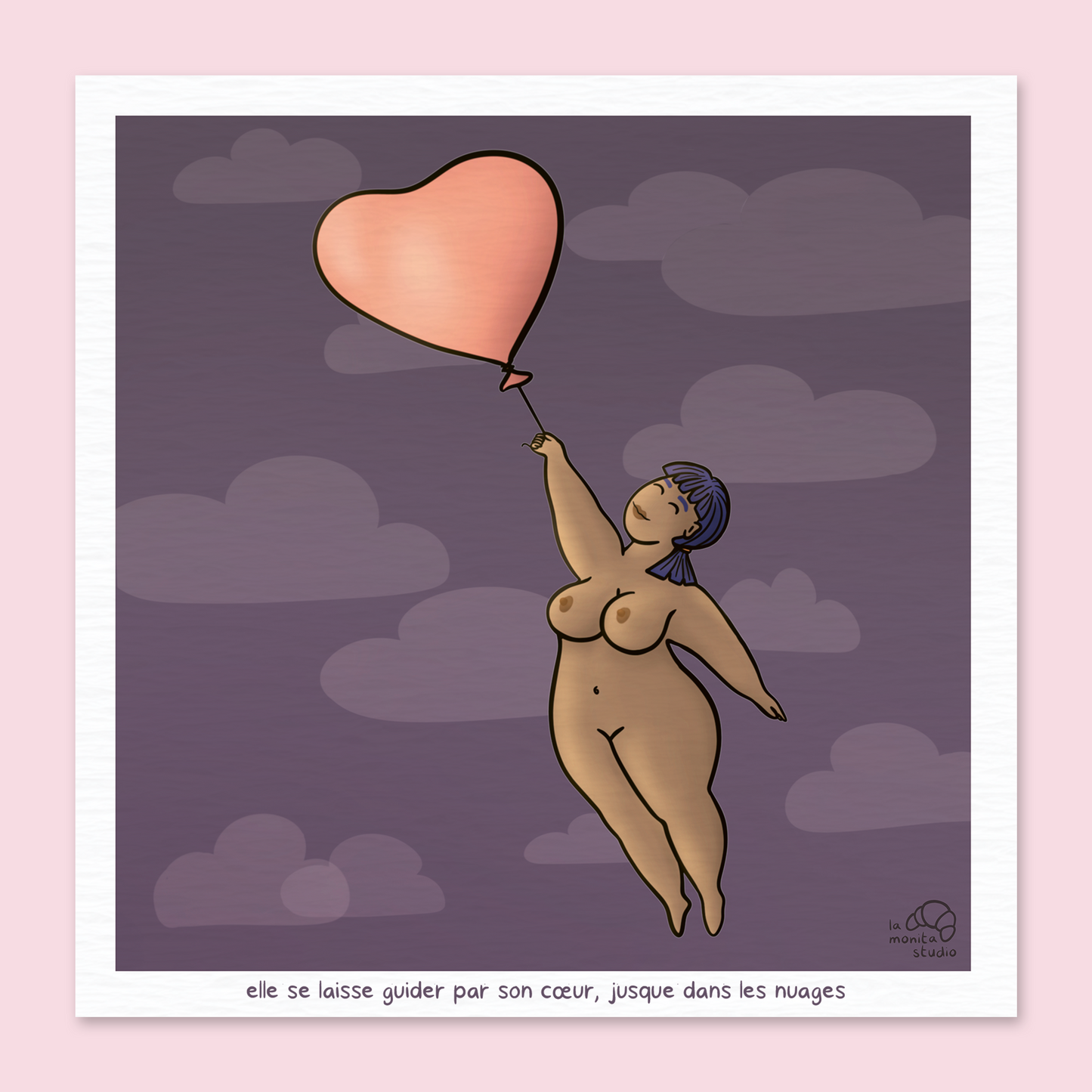 Illustration - Elle se laisse guider par son cœur, jusque dans les nuages