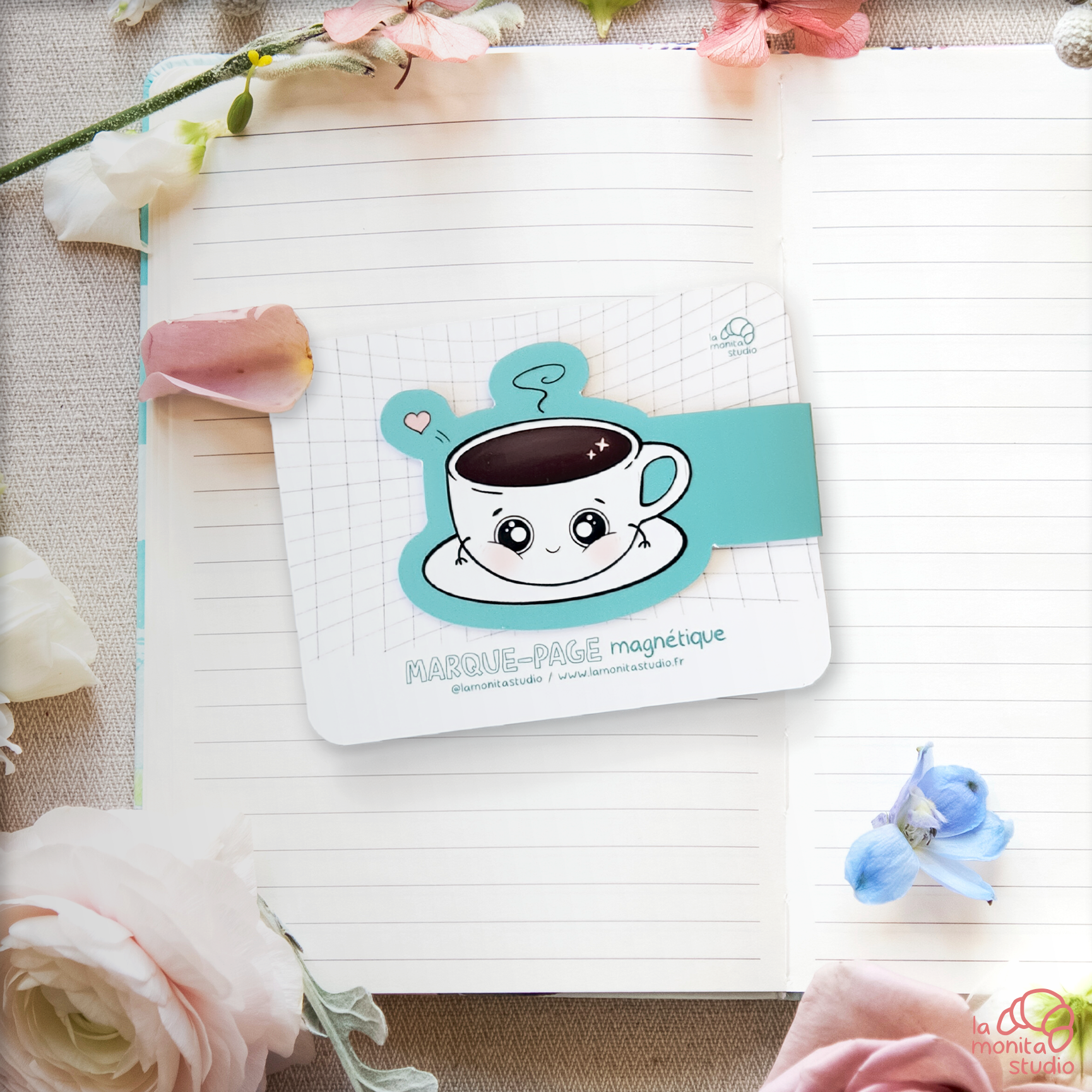 Marque-page magnétique n°5 - Tasse à café - La Monita Studio