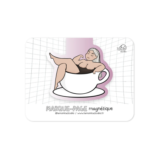 Marque-page magnétique Chloé dans son café (n°12)